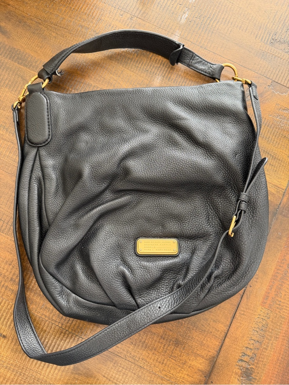 Marc by Marc Jacobs Black Leather Hobo with Gold Hardware - Picture 2 of 4